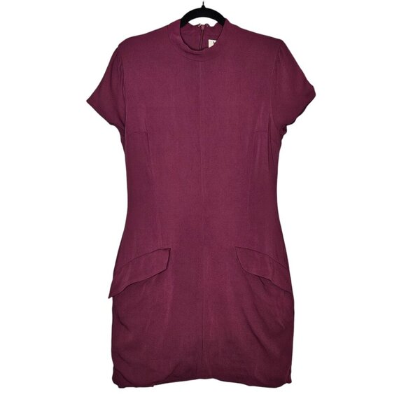 House of CB Alia Mulberry Red‎ Purple Short Sleeve Mini Dress Size L Tall - Picture 4 of 13